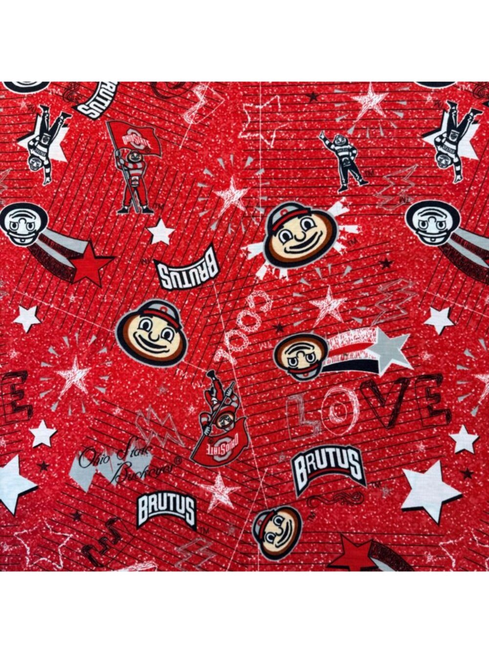 Ohio State University Buckeyes Brutus Fabric Panel 3/4 Yard Red Knit 27”x60” - Picture 2 of 5